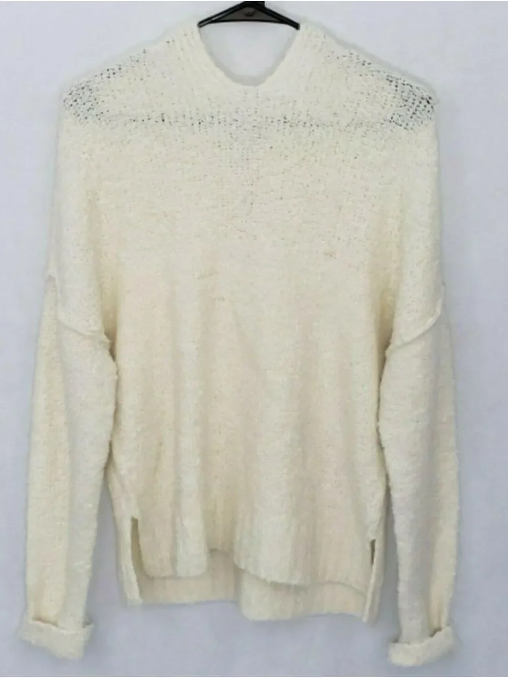A New Day Women’s Hooded Sweater Boucle Yarn Wool Pullover Sweater!